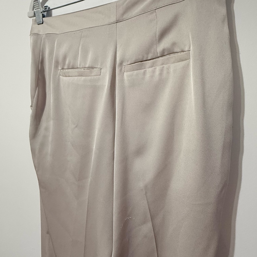BONDI BORN | Eden Pant | Staight Leg Beige Cream Satin Trousers - Picture 6 of 9